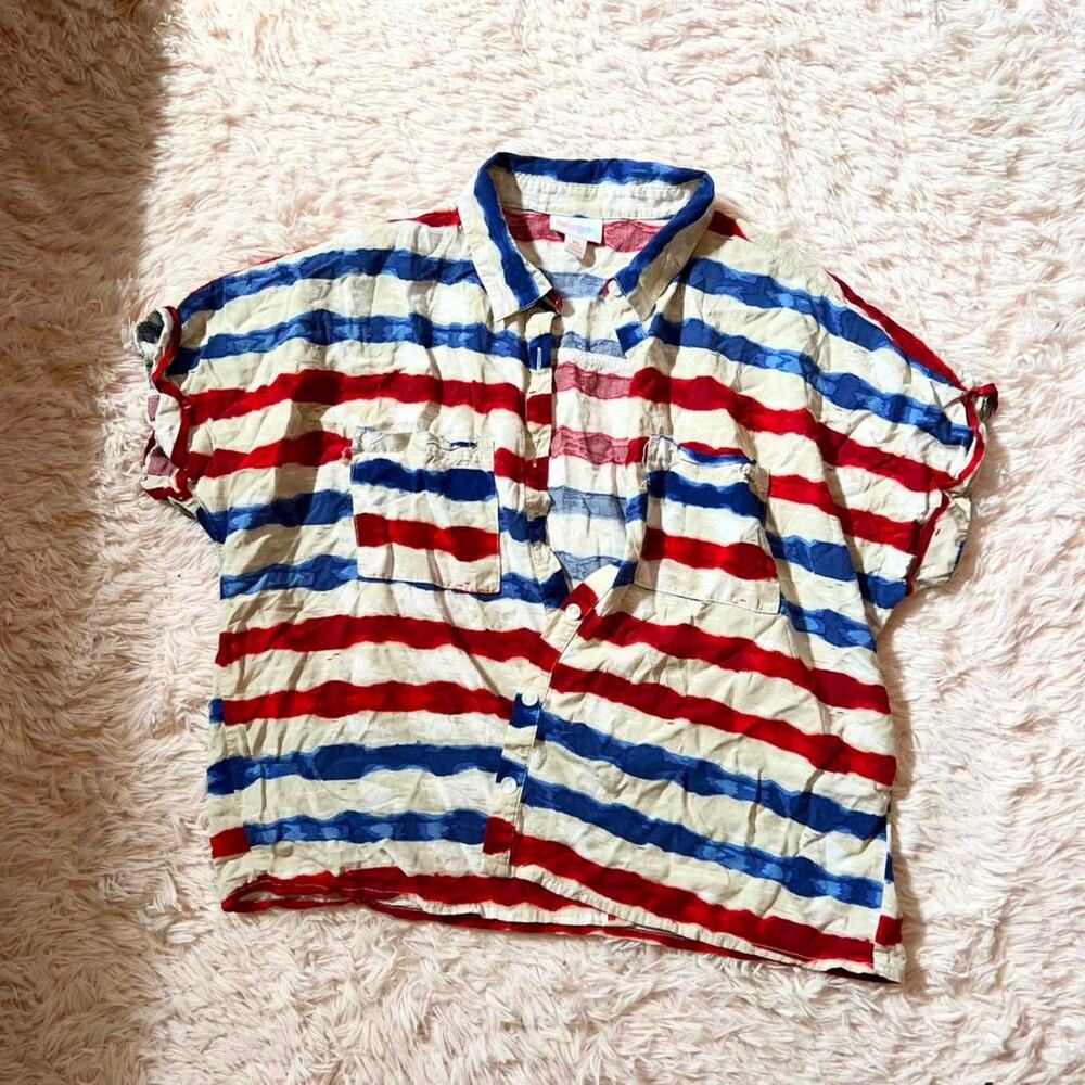 LLR Amy RWB Western Americana 4th‎ of July BBQ Festive Southern Button Down Top